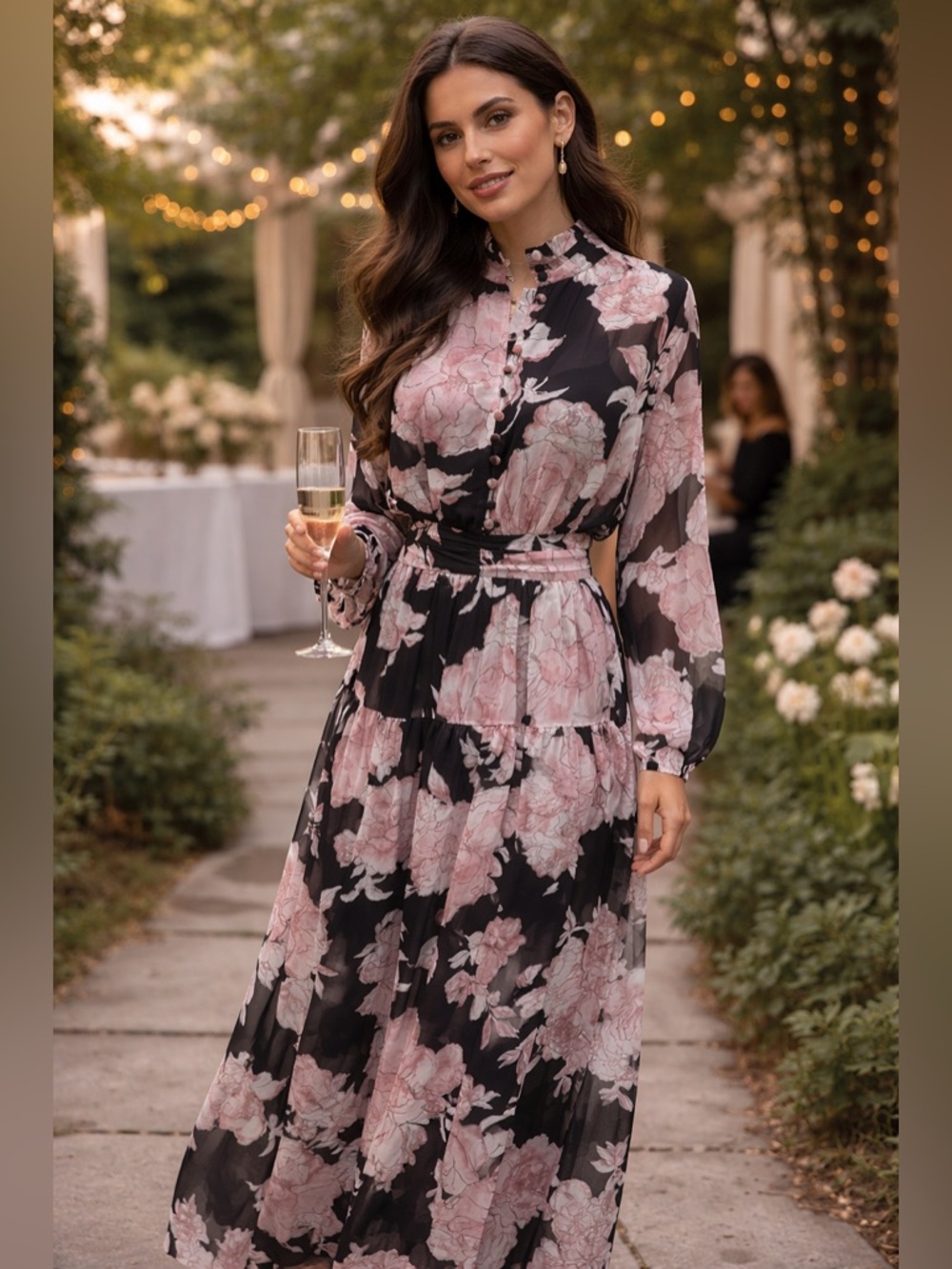 NWT Derek Lam 10 Crosby Floral Maxi Dress – Size 8 – Oyster Pink/Bordelaise